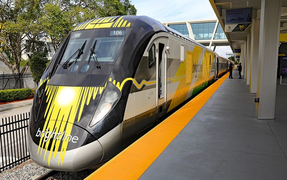 Brightline train in station