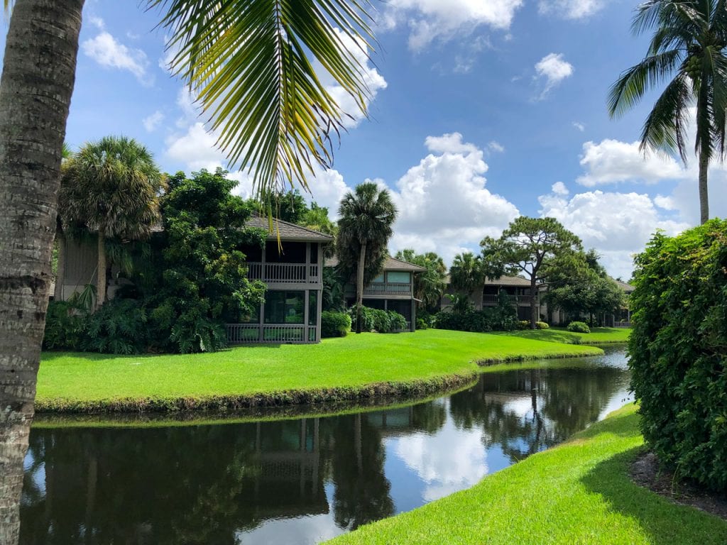 Townhomes at Boca West overlooking lake