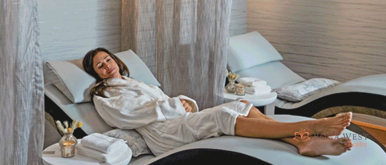 Woman relaxing at the spa in Boca West