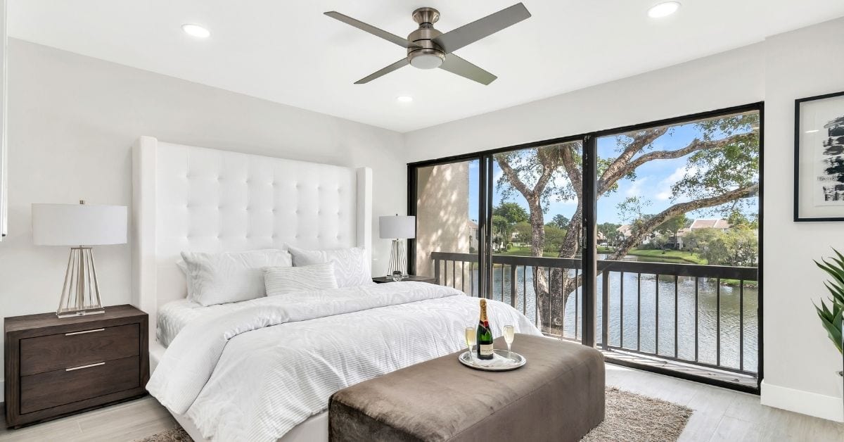 Newly renovated bedroom with lake view