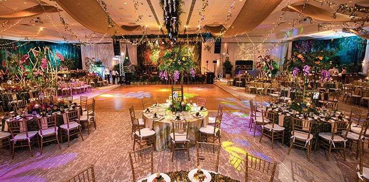 ballroom at Boca West decorated for event