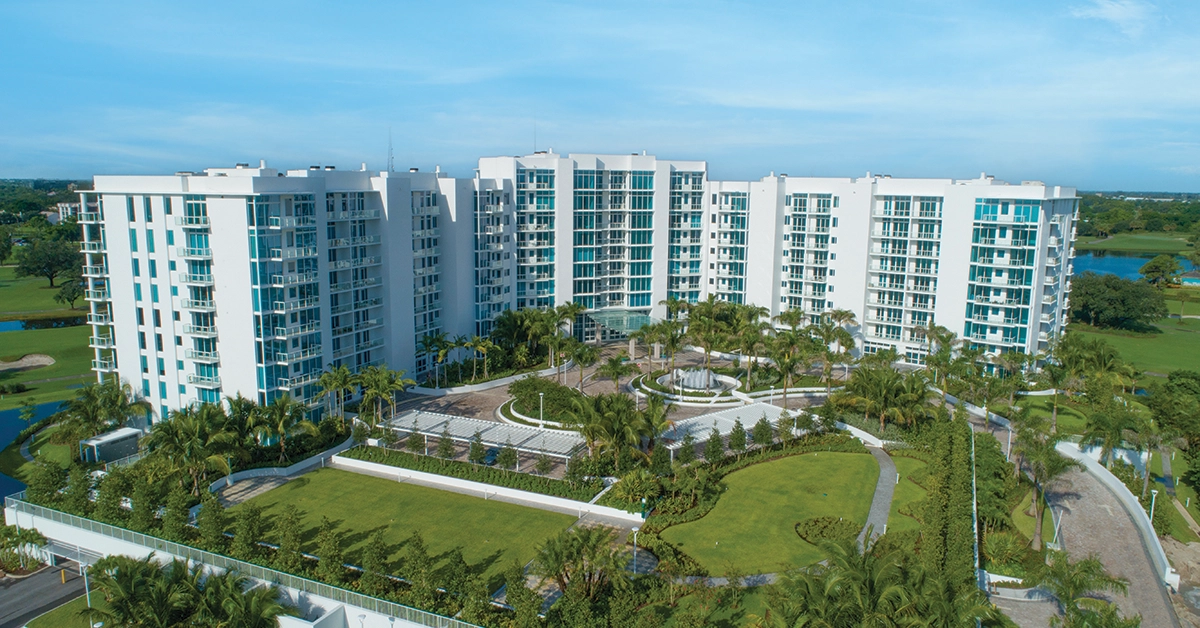 Aerial view of Akoya luxury condominium residences at Boca West Country Club